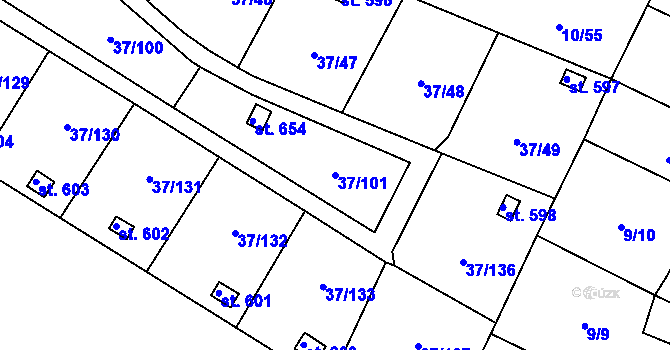 Parcela st. 37/101 v KÚ Nové Jesenčany, Katastrální mapa