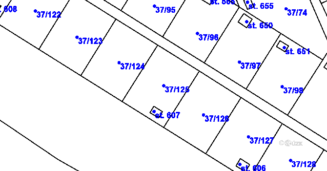 Parcela st. 37/125 v KÚ Nové Jesenčany, Katastrální mapa