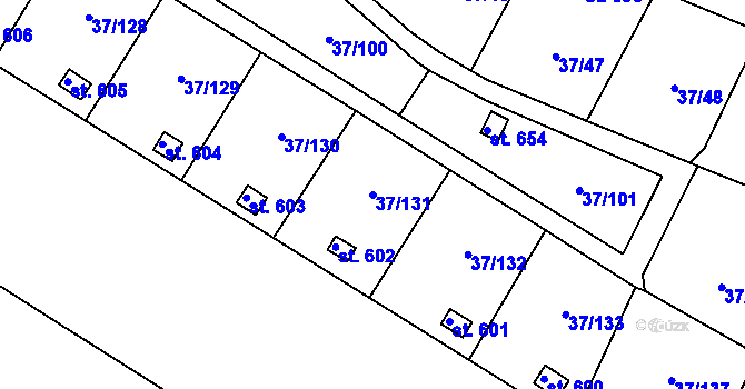 Parcela st. 37/131 v KÚ Nové Jesenčany, Katastrální mapa