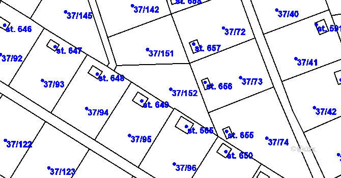 Parcela st. 37/152 v KÚ Nové Jesenčany, Katastrální mapa