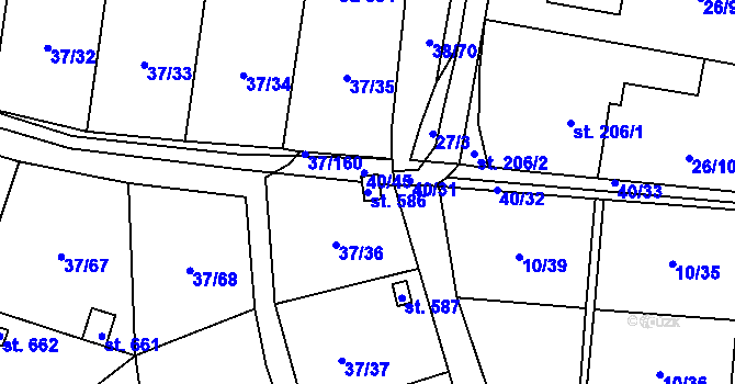 Parcela st. 586 v KÚ Nové Jesenčany, Katastrální mapa