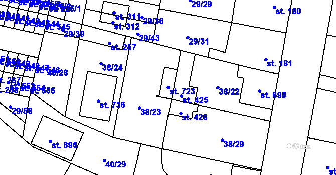 Parcela st. 723 v KÚ Nové Jesenčany, Katastrální mapa