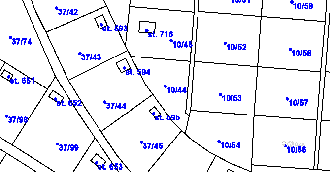 Parcela st. 10/44 v KÚ Nové Jesenčany, Katastrální mapa