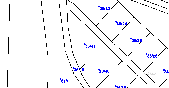 Parcela st. 36/41 v KÚ Nové Jesenčany, Katastrální mapa