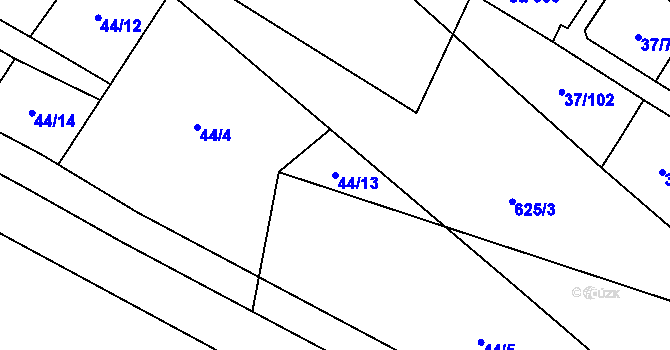Parcela st. 44/13 v KÚ Nové Jesenčany, Katastrální mapa
