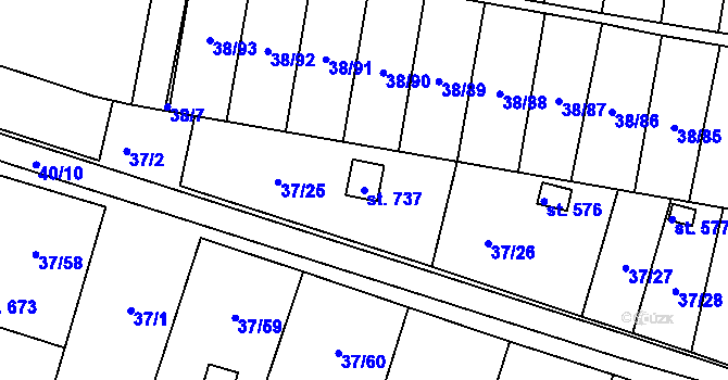 Parcela st. 737 v KÚ Nové Jesenčany, Katastrální mapa