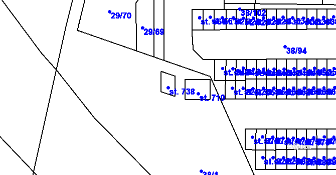 Parcela st. 738 v KÚ Nové Jesenčany, Katastrální mapa