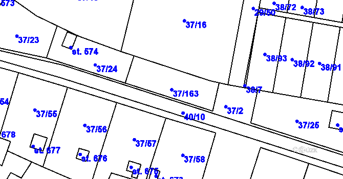 Parcela st. 37/163 v KÚ Nové Jesenčany, Katastrální mapa