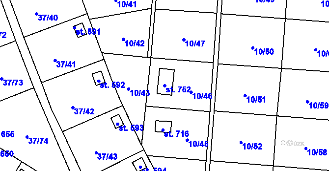 Parcela st. 752 v KÚ Nové Jesenčany, Katastrální mapa
