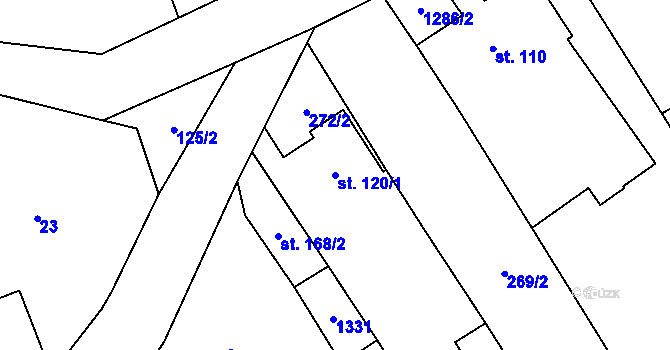Parcela st. 120/1 v KÚ Paršovice, Katastrální mapa