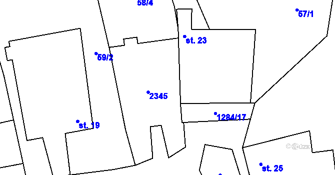 Parcela st. 22 v KÚ Paršovice, Katastrální mapa