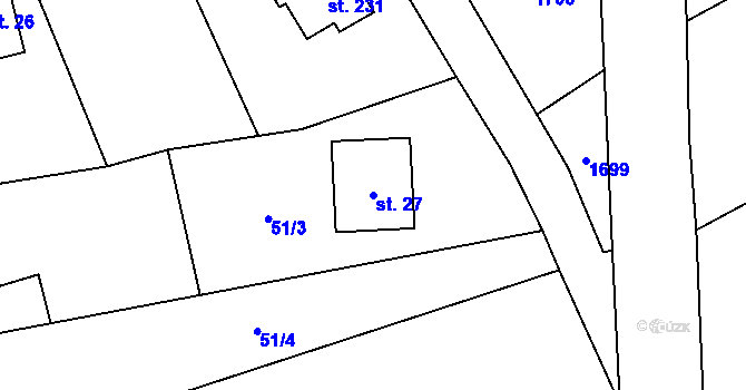 Parcela st. 27 v KÚ Paršovice, Katastrální mapa