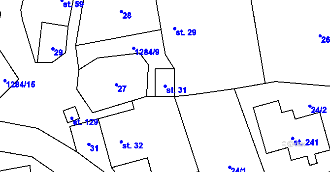 Parcela st. 31 v KÚ Paršovice, Katastrální mapa