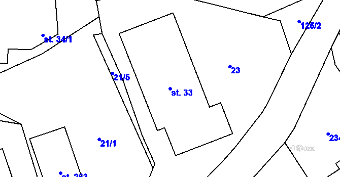 Parcela st. 33 v KÚ Paršovice, Katastrální mapa
