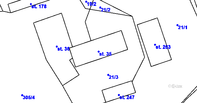Parcela st. 35 v KÚ Paršovice, Katastrální mapa
