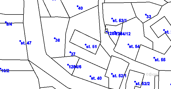 Parcela st. 51 v KÚ Paršovice, Katastrální mapa