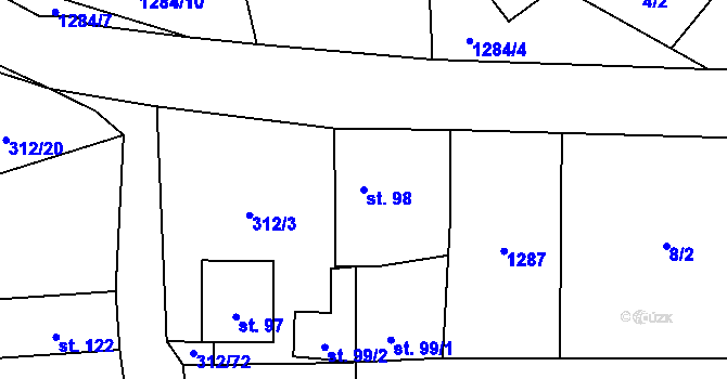 Parcela st. 98 v KÚ Paršovice, Katastrální mapa