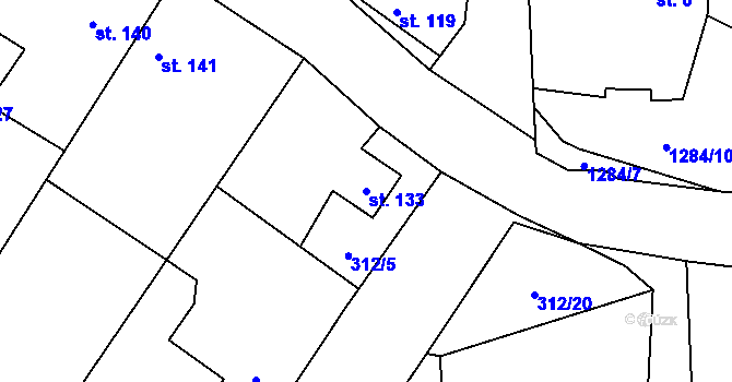 Parcela st. 133 v KÚ Paršovice, Katastrální mapa