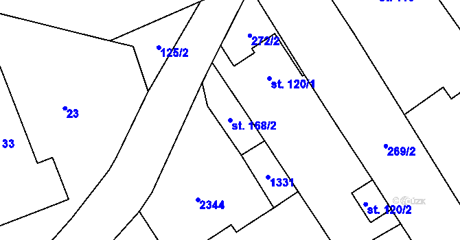 Parcela st. 168/2 v KÚ Paršovice, Katastrální mapa