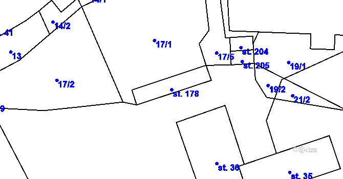 Parcela st. 178 v KÚ Paršovice, Katastrální mapa
