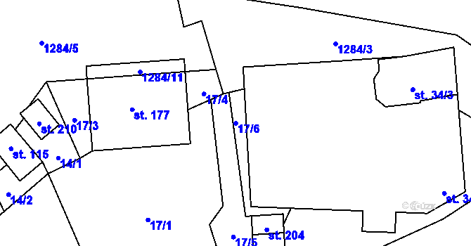 Parcela st. 17/6 v KÚ Paršovice, Katastrální mapa