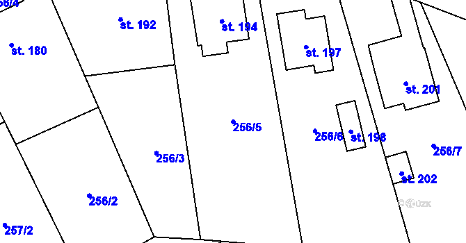 Parcela st. 256/5 v KÚ Paršovice, Katastrální mapa