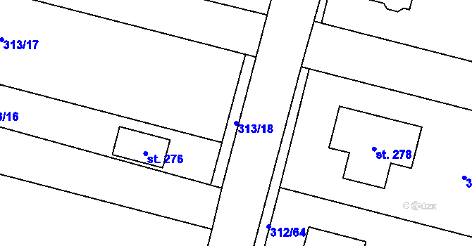Parcela st. 313/18 v KÚ Paršovice, Katastrální mapa