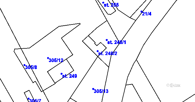 Parcela st. 248/2 v KÚ Paršovice, Katastrální mapa