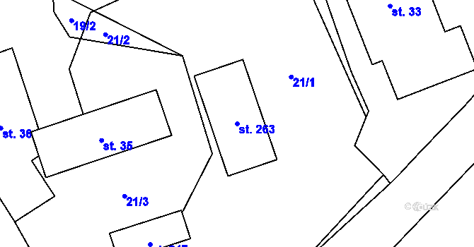 Parcela st. 263 v KÚ Paršovice, Katastrální mapa