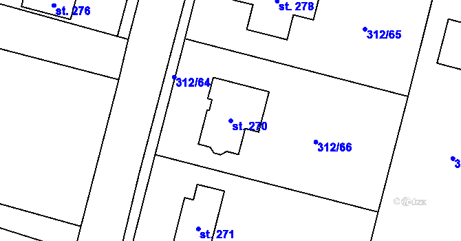 Parcela st. 270 v KÚ Paršovice, Katastrální mapa