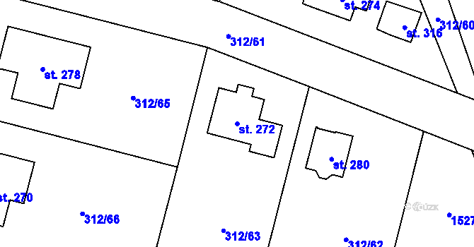 Parcela st. 272 v KÚ Paršovice, Katastrální mapa