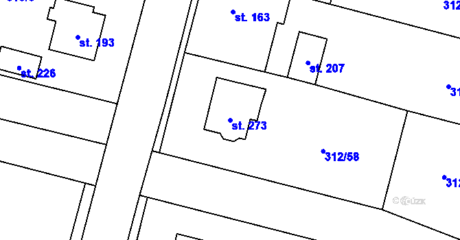Parcela st. 273 v KÚ Paršovice, Katastrální mapa