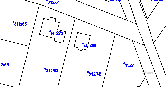 Parcela st. 280 v KÚ Paršovice, Katastrální mapa
