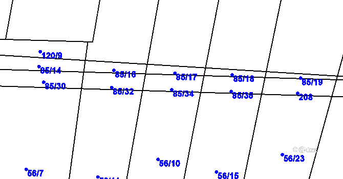 Parcela st. 85/34 v KÚ Partoltice, Katastrální mapa