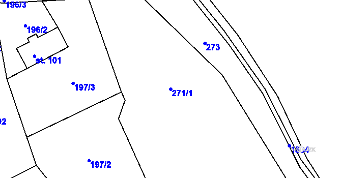 Parcela st. 271/1 v KÚ Partutovice, Katastrální mapa