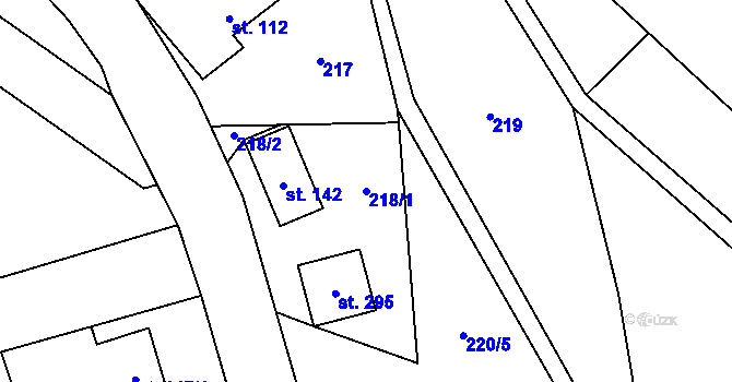 Parcela st. 218/1 v KÚ Partutovice, Katastrální mapa