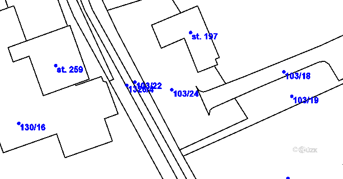 Parcela st. 103/24 v KÚ Partutovice, Katastrální mapa