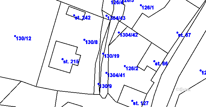 Parcela st. 130/19 v KÚ Partutovice, Katastrální mapa