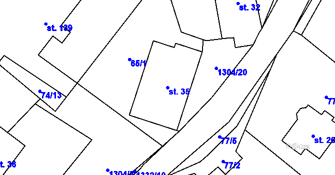 Parcela st. 35 v KÚ Partutovice, Katastrální mapa