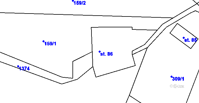 Parcela st. 86 v KÚ Partutovice, Katastrální mapa