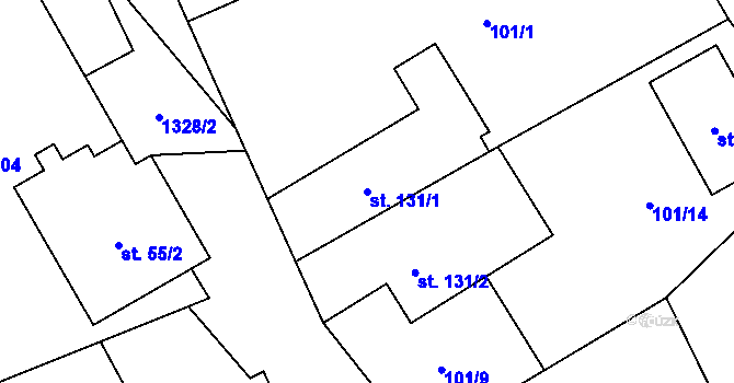 Parcela st. 131/1 v KÚ Partutovice, Katastrální mapa
