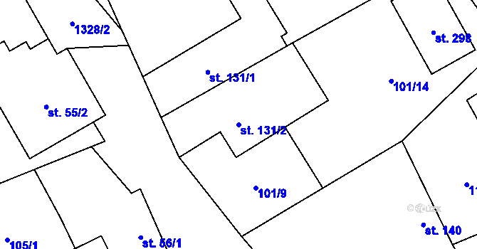 Parcela st. 131/2 v KÚ Partutovice, Katastrální mapa
