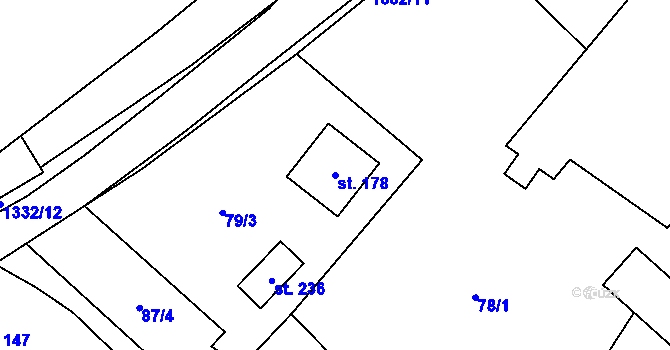 Parcela st. 178 v KÚ Partutovice, Katastrální mapa