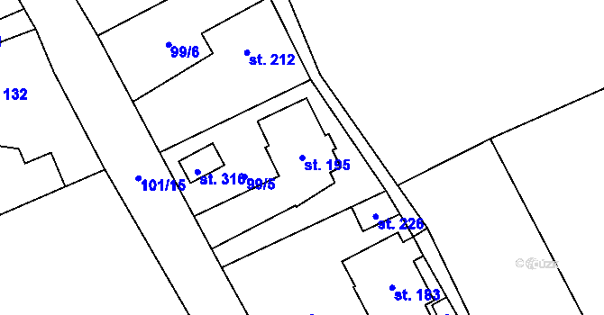 Parcela st. 195 v KÚ Partutovice, Katastrální mapa