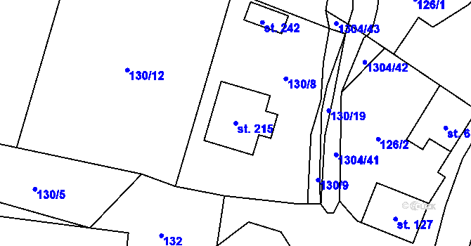 Parcela st. 215 v KÚ Partutovice, Katastrální mapa