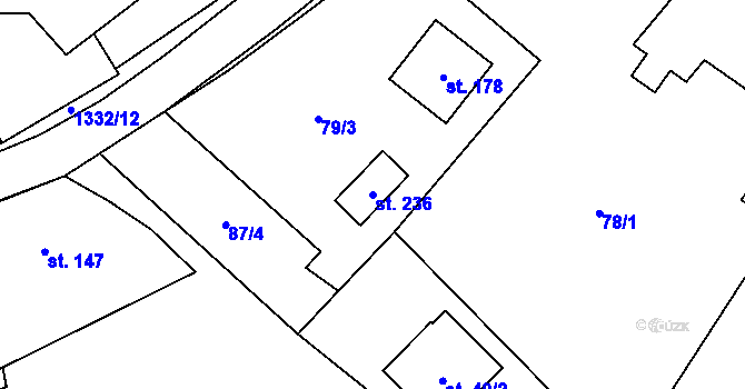 Parcela st. 236 v KÚ Partutovice, Katastrální mapa