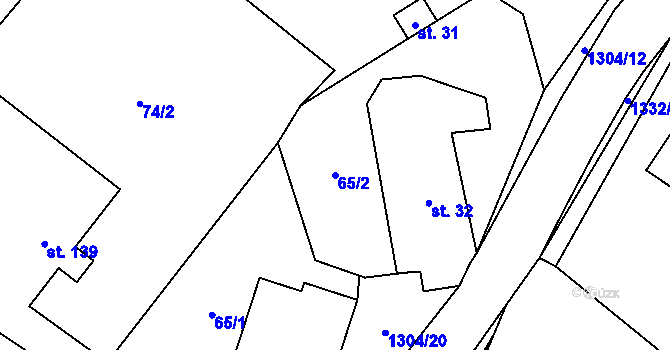 Parcela st. 65/2 v KÚ Partutovice, Katastrální mapa