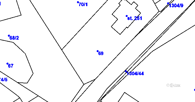 Parcela st. 69 v KÚ Partutovice, Katastrální mapa