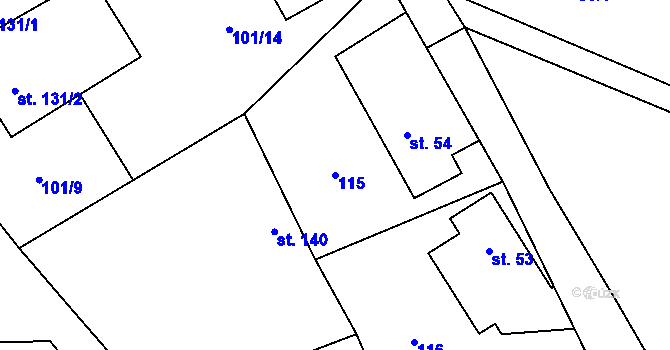 Parcela st. 115 v KÚ Partutovice, Katastrální mapa