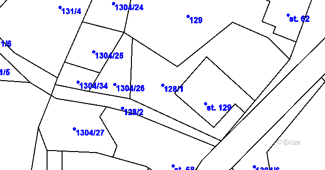 Parcela st. 128/1 v KÚ Partutovice, Katastrální mapa